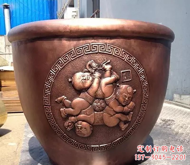 宁波广场水缸铜雕塑