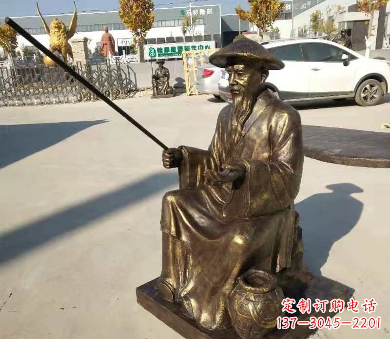 宁波领雕塑定制尊贵的姜太公钓鱼雕塑