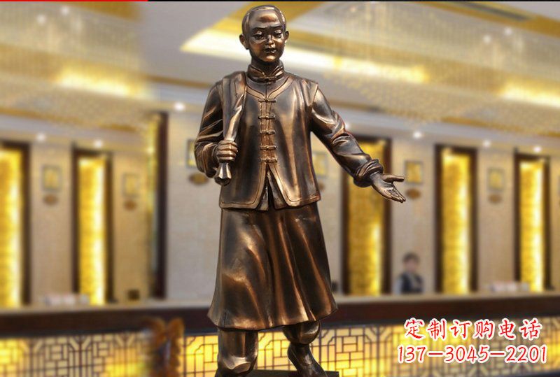 宁波精致传统,店小二人物雕塑