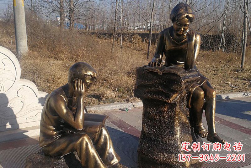 宁波广场铜雕思考问题学生雕塑