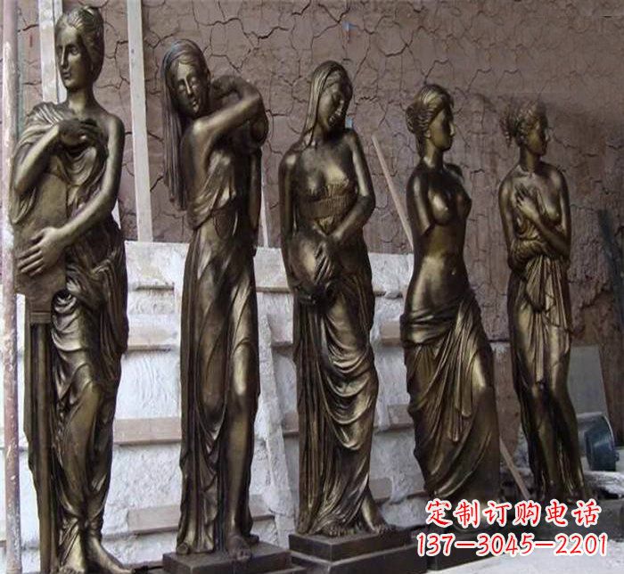 宁波广场铜雕四方美女人物雕塑