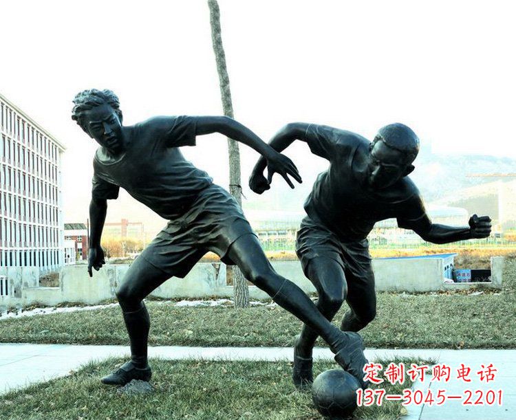 宁波中领雕塑-复原完美动态,足球铜雕玩偶