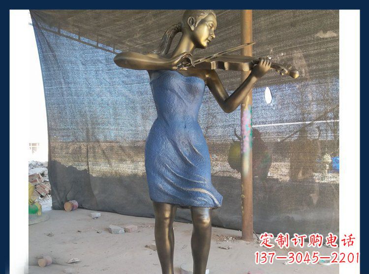 宁波精美细腻的西方美女拉小提琴人物雕塑