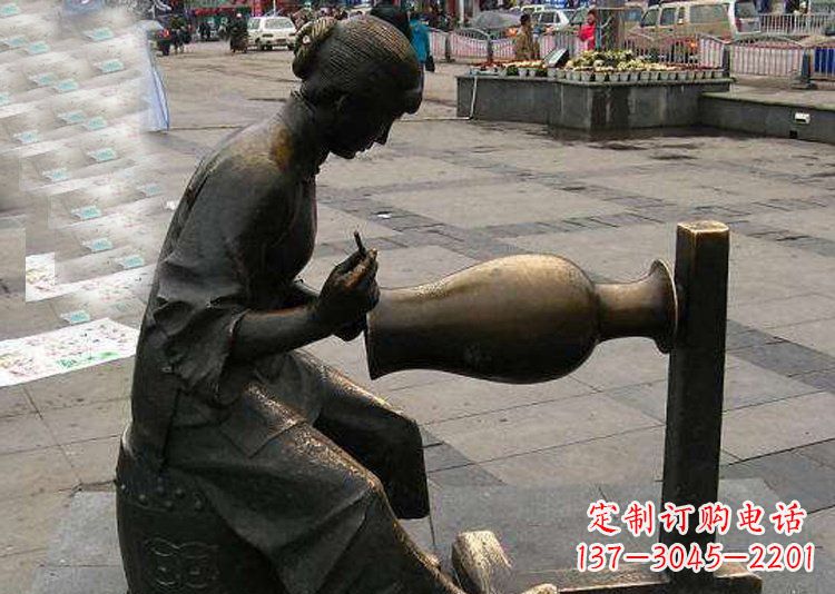 宁波领雕塑铜质花盆雕塑
