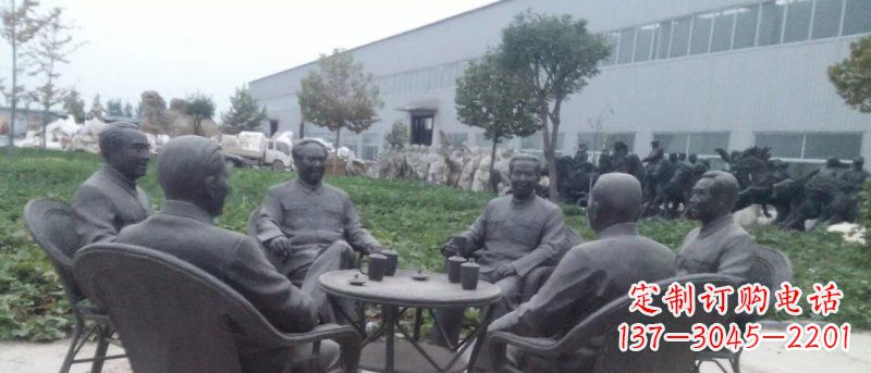宁波广场伟人喝茶人物铜雕