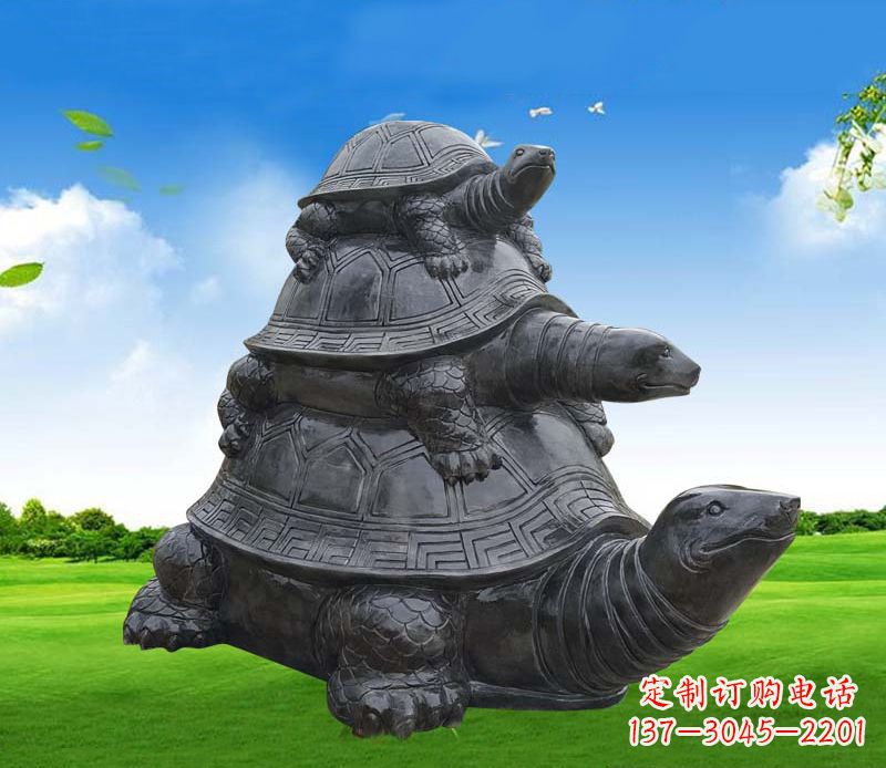 宁波重现经典，海龟母子石雕动物摆件