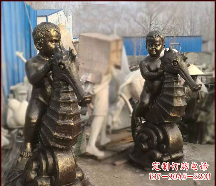 宁波海马公园景观铜雕