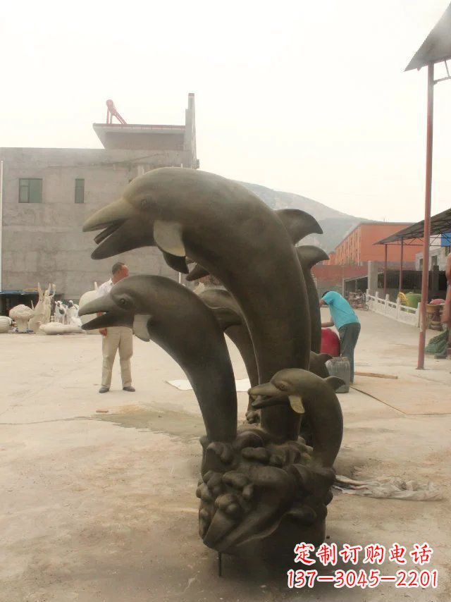 宁波海豚玻璃钢仿铜动物雕塑