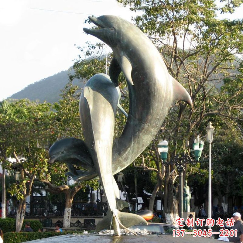 宁波海豚公园铜雕景观动物雕塑