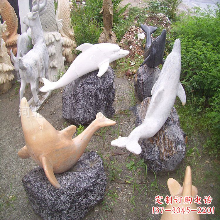 宁波海豚石雕塑,纯手工定制精美艺术品