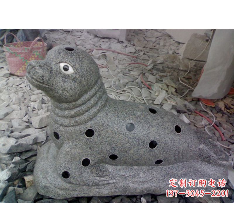 宁波华丽雕塑,海洋动物小海豹石雕