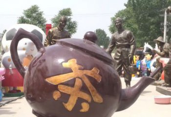 宁波高质量广场茶壶铜雕塑