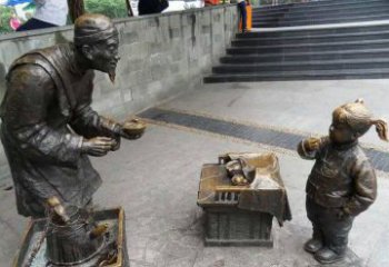 宁波小女孩铜雕，古朴优雅