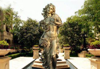 宁波华丽蓬勃的铜雕女神像