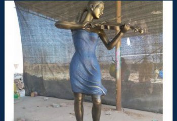 宁波精美细腻的西方美女拉小提琴人物雕塑