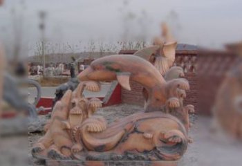 宁波海豚海浪石雕，精美艺术品