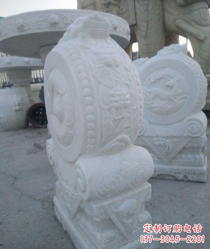 宁波汉白玉抱鼓石招财石门墩 (3)
