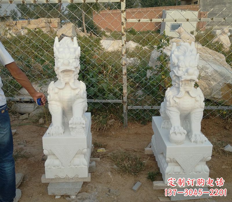 宁波汉白玉踩球麒麟门口镇宅招财石雕