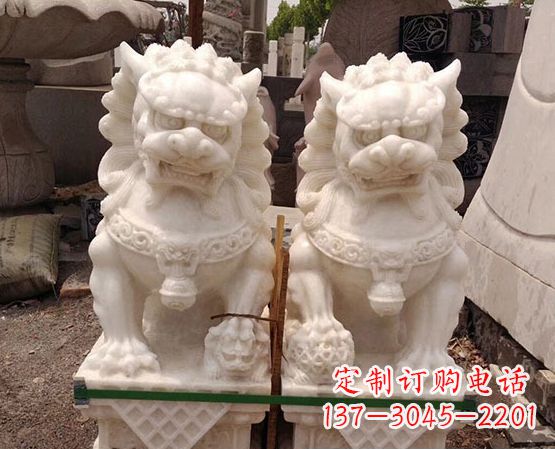 宁波精美手工汉白玉狮子石雕