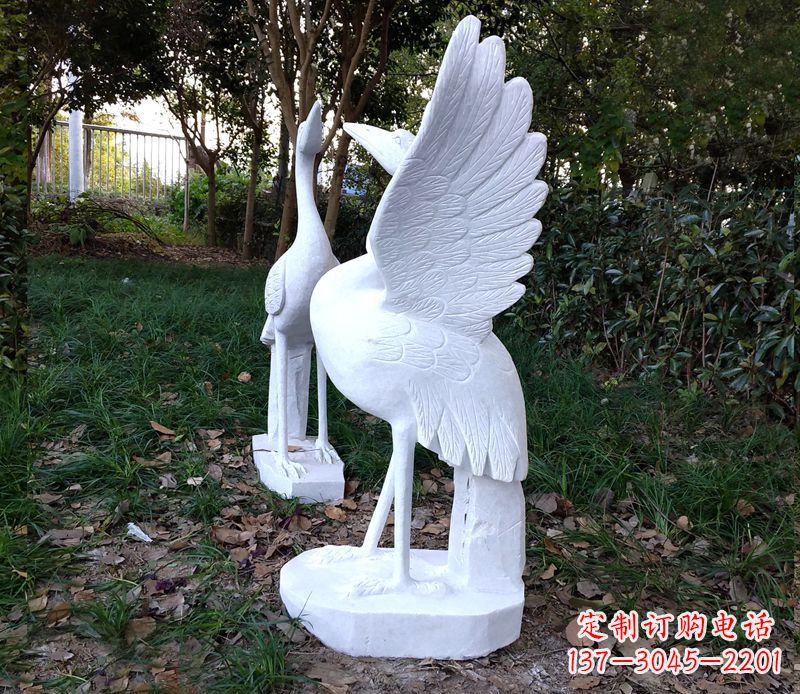 宁波汉白玉丹顶鹤公园石雕