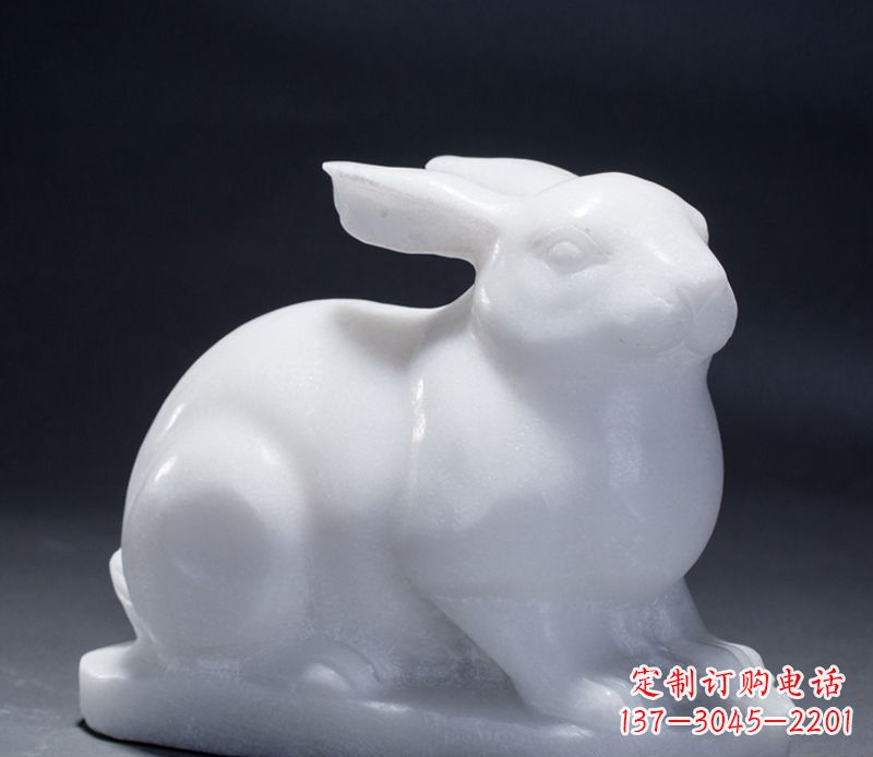 宁波精致汉白玉兔子雕塑