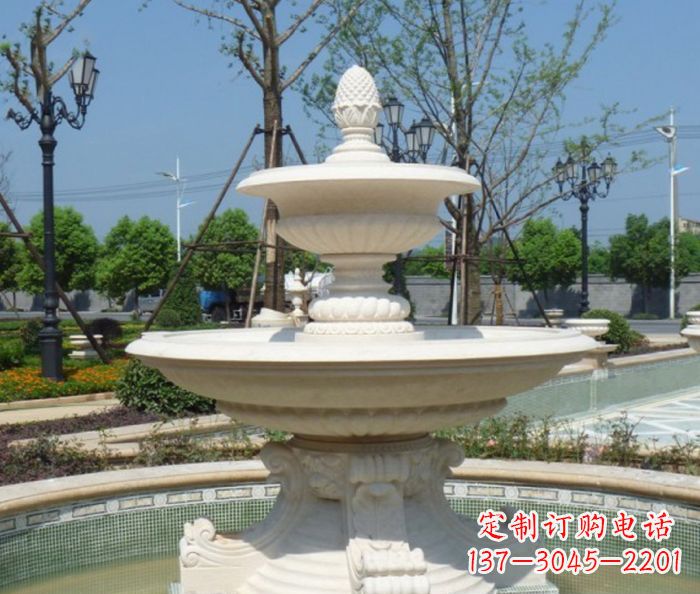 宁波全新款白玉多层喷泉雕塑