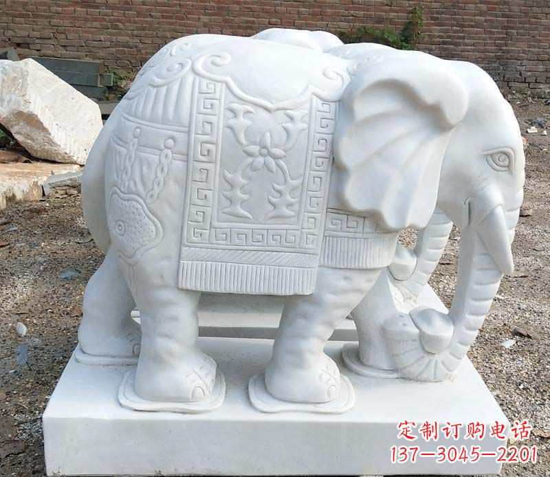 宁波中领雕塑汉白玉卷鼻大象雕塑