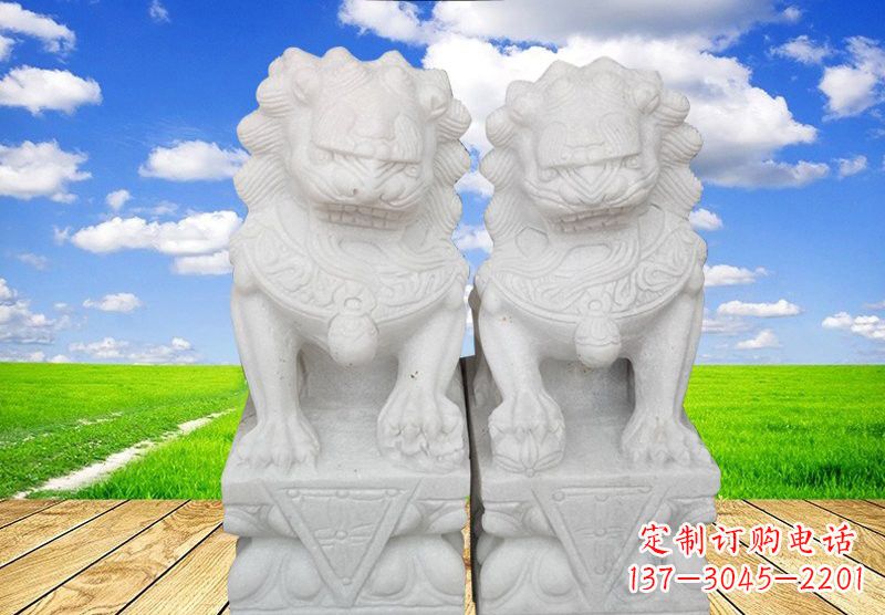 宁波汉白玉看门狮子石雕