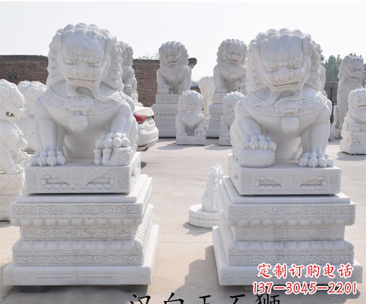 宁波汉白玉看门狮子雕塑