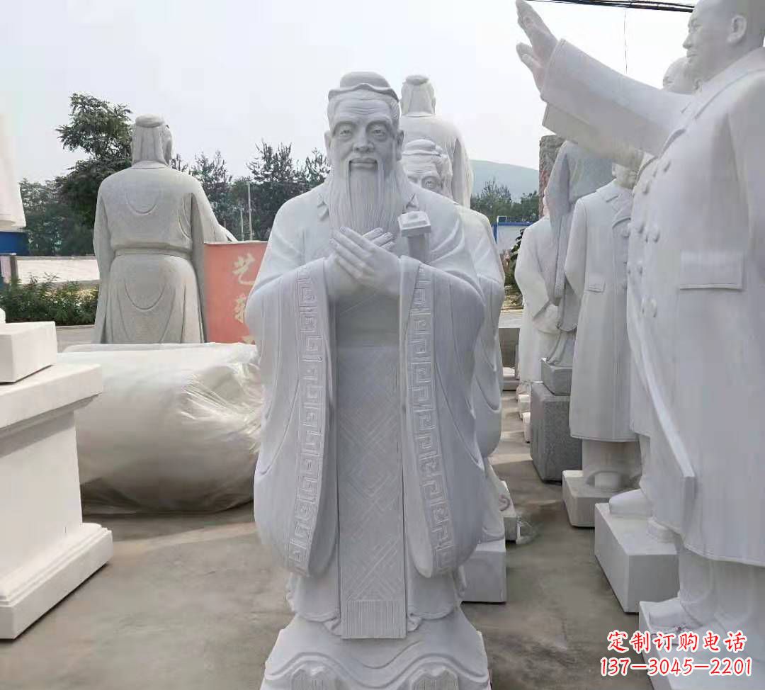 宁波汉白玉孔子雕塑校园名人石雕