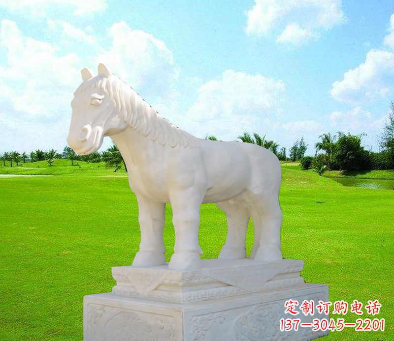 宁波汉白玉马石雕广场动物雕塑