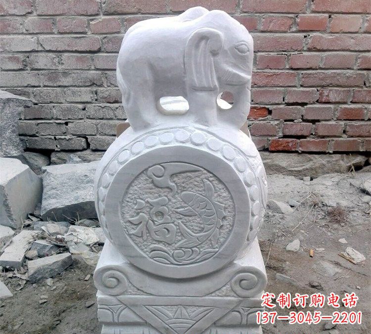 宁波汉白玉门口大象抱鼓石