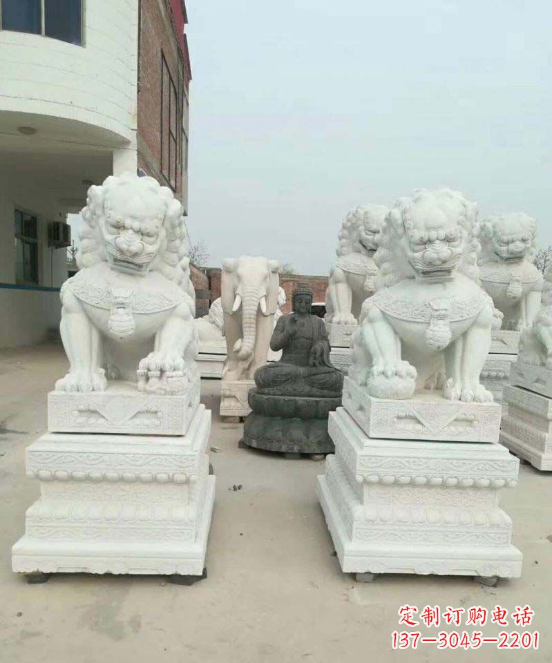 宁波汉白玉门口狮子雕塑