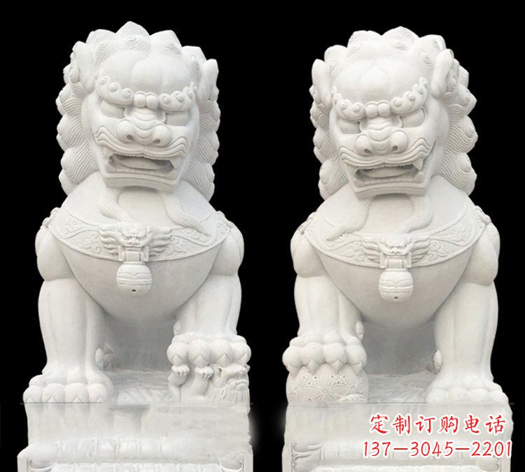 宁波汉白玉门口用石雕狮子