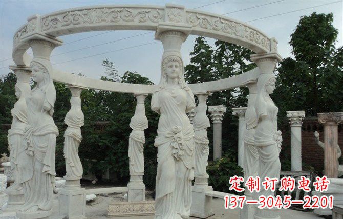 宁波汉白玉欧式凉亭雕塑,尽享悠然凉意