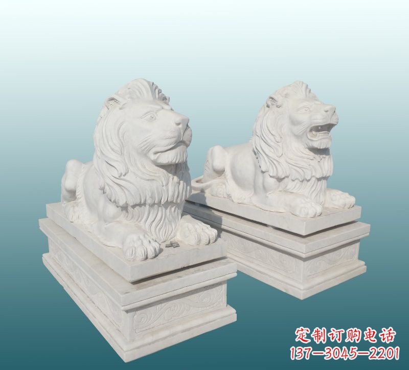 宁波汉白玉狮子雕塑,来自中领雕塑精美设计