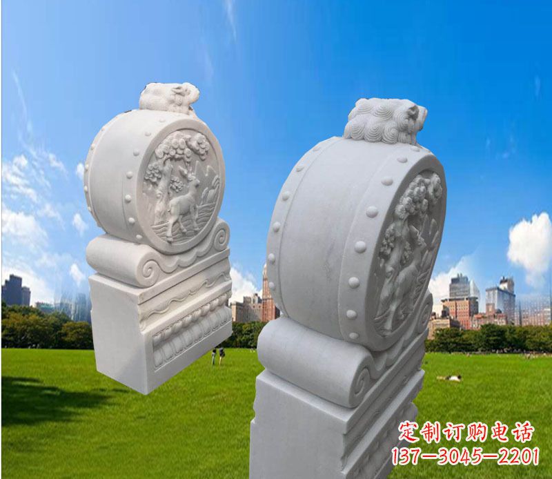 宁波汉白玉辟邪门墩雕塑