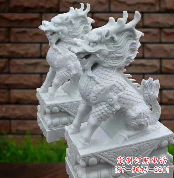 宁波汉白玉麒麟雕塑1