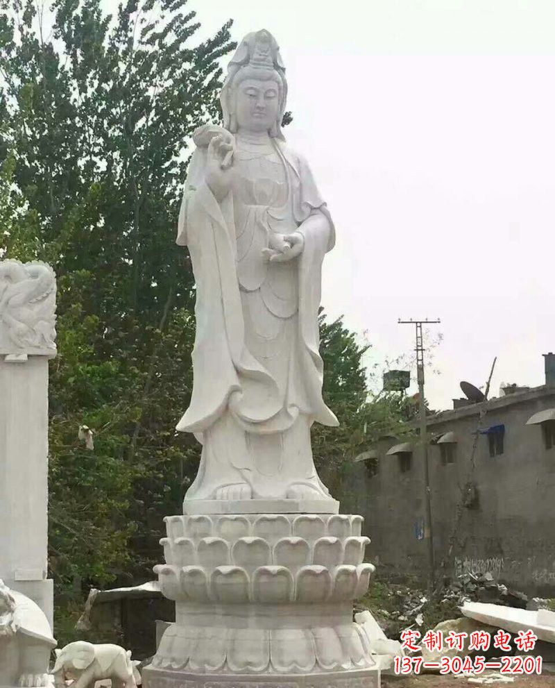 宁波汉白玉洒水观音驻颜祥和