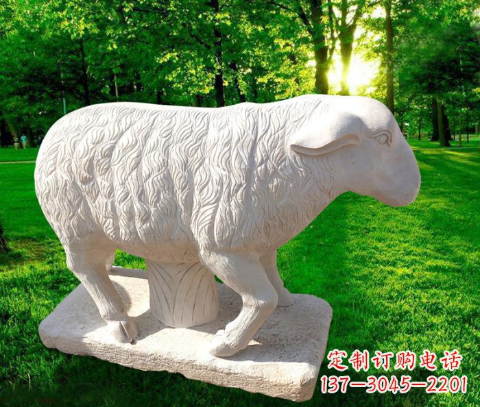 宁波中领雕塑的汉白玉山羊石雕是一件雕刻精美的…