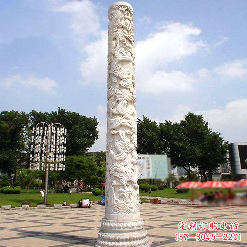 宁波汉白玉石雕刻龙柱是由中国领雕塑厂家定制的…