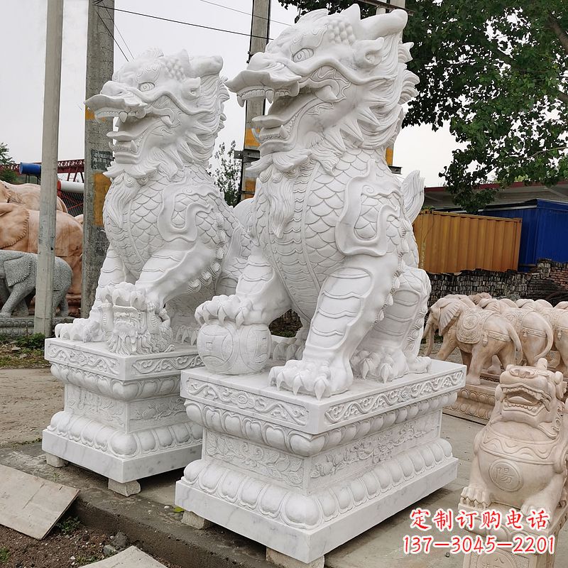 宁波汉白玉石雕麒麟