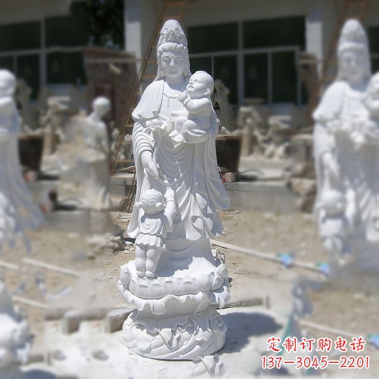 宁波汉白玉送子观音雕塑