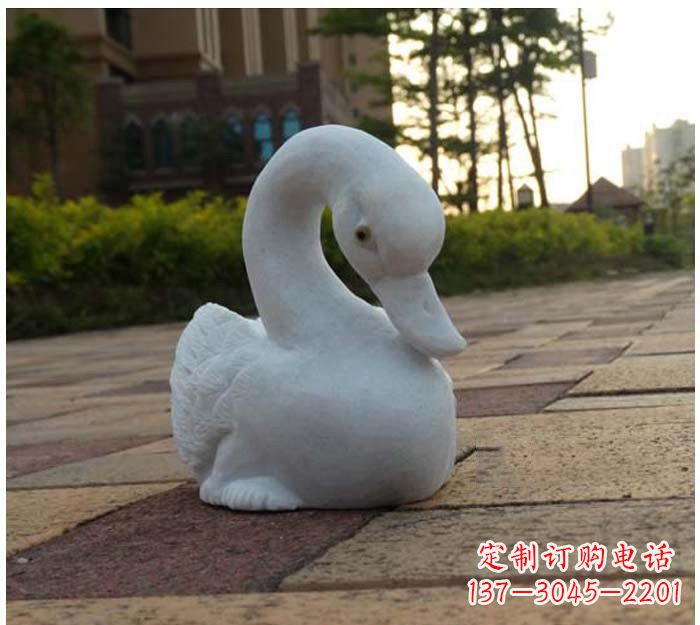 宁波汉白玉天鹅石雕塑,精美瑰丽