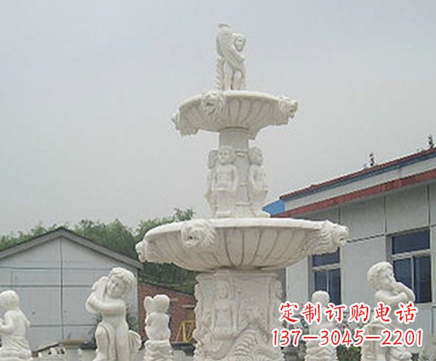 宁波汉白玉天使大型喷泉石雕