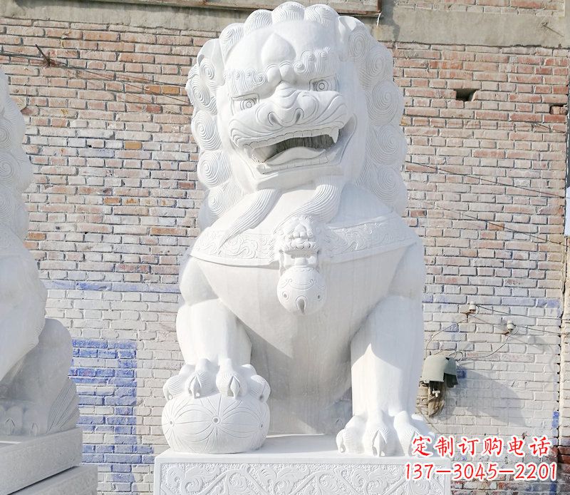 宁波汉白玉庭院狮子门墩