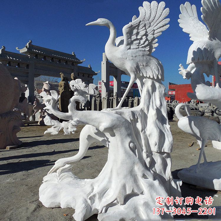 宁波汉白玉仙鹤景观石雕