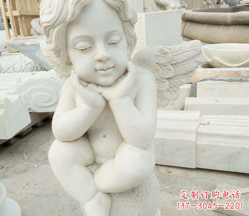宁波汉白玉小天使西方儿童石雕