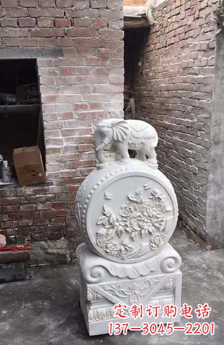 宁波汉白玉小象抱鼓石