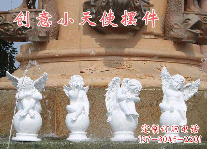 宁波汉白玉小天使石柱小区景观石雕